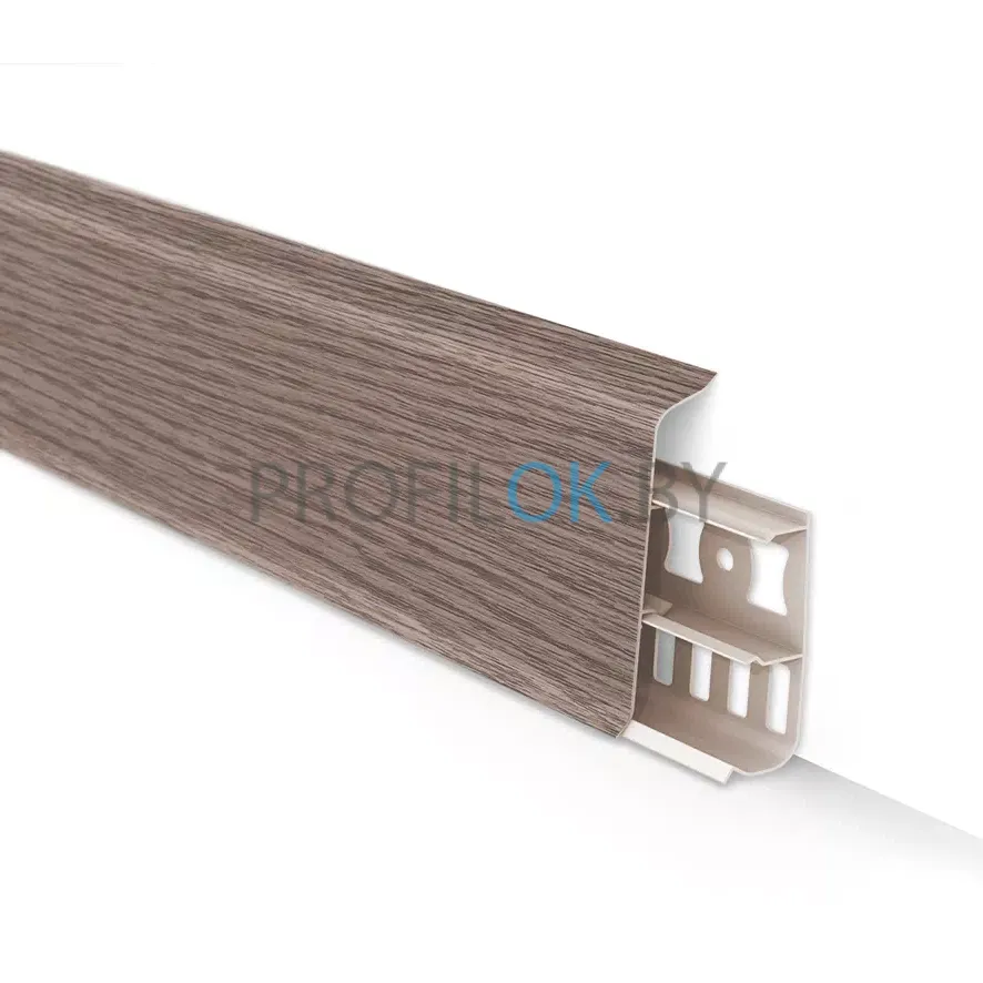 Напольный пластиковый плинтус ПВХ Деконика Дуб снежный ideal Deconika