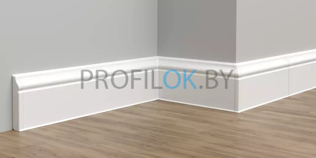 Плинтус напольный Идеал Дюра фигурный 001 Белый 80x15x2200 мм
