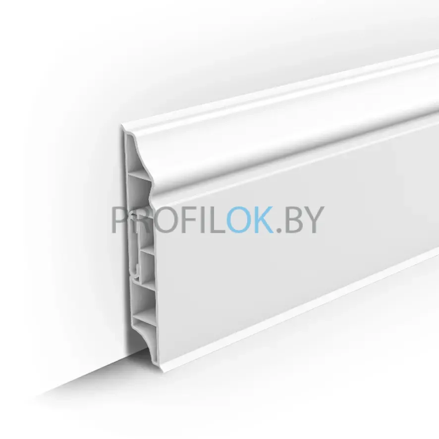 Плинтус напольный Идеал Дюра фигурный 001 Белый 80x15x2200 мм