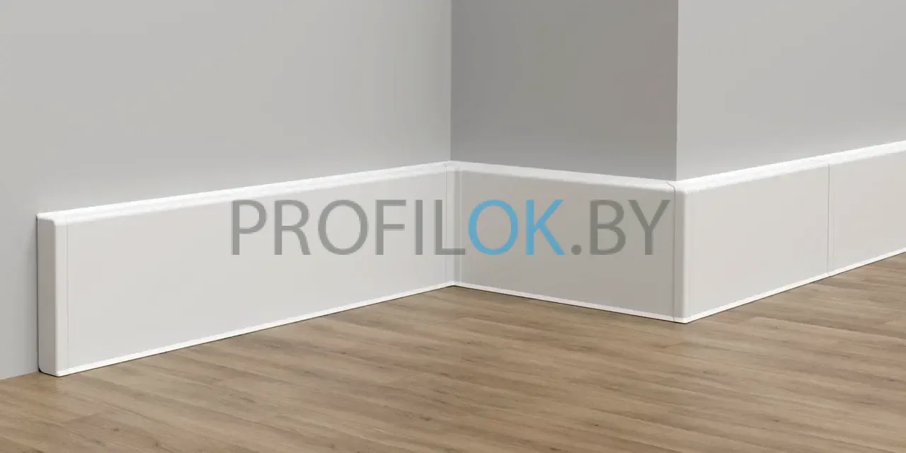 Плинтус напольный Идеал Дюра Прямоугольный 001 Белый 80x15x2200 мм