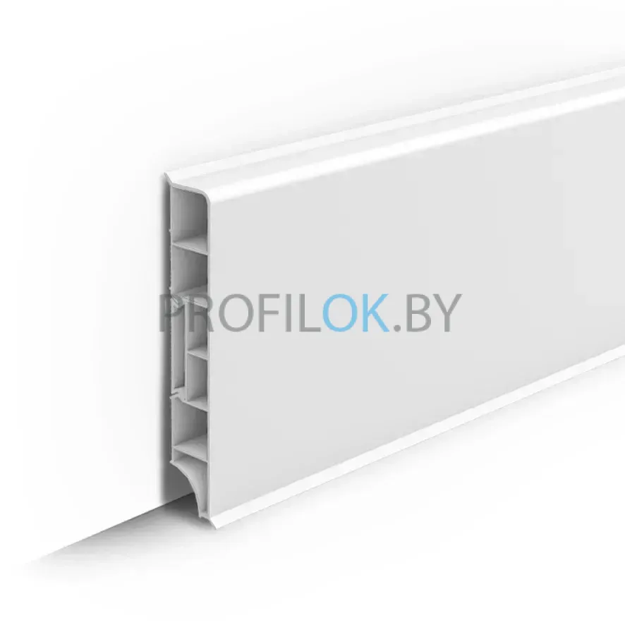 Плинтус напольный Идеал Дюра Прямоугольный 001 Белый 80x15x2200 мм