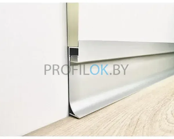 Плинтус напольный теневой с подсветкой ЛЭД Kraab Giips 55 Серебро 2700 мм